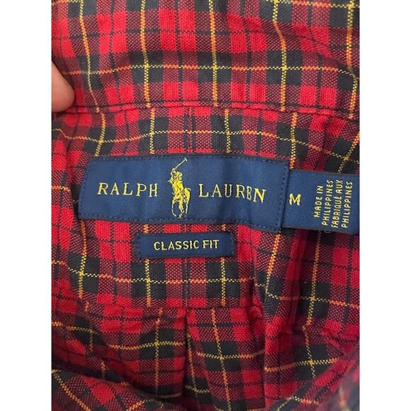 Ralph Lauren Mens Size Medium Button-Down Red Plaid Shirt 100% Cotton - Picture 6 of 6